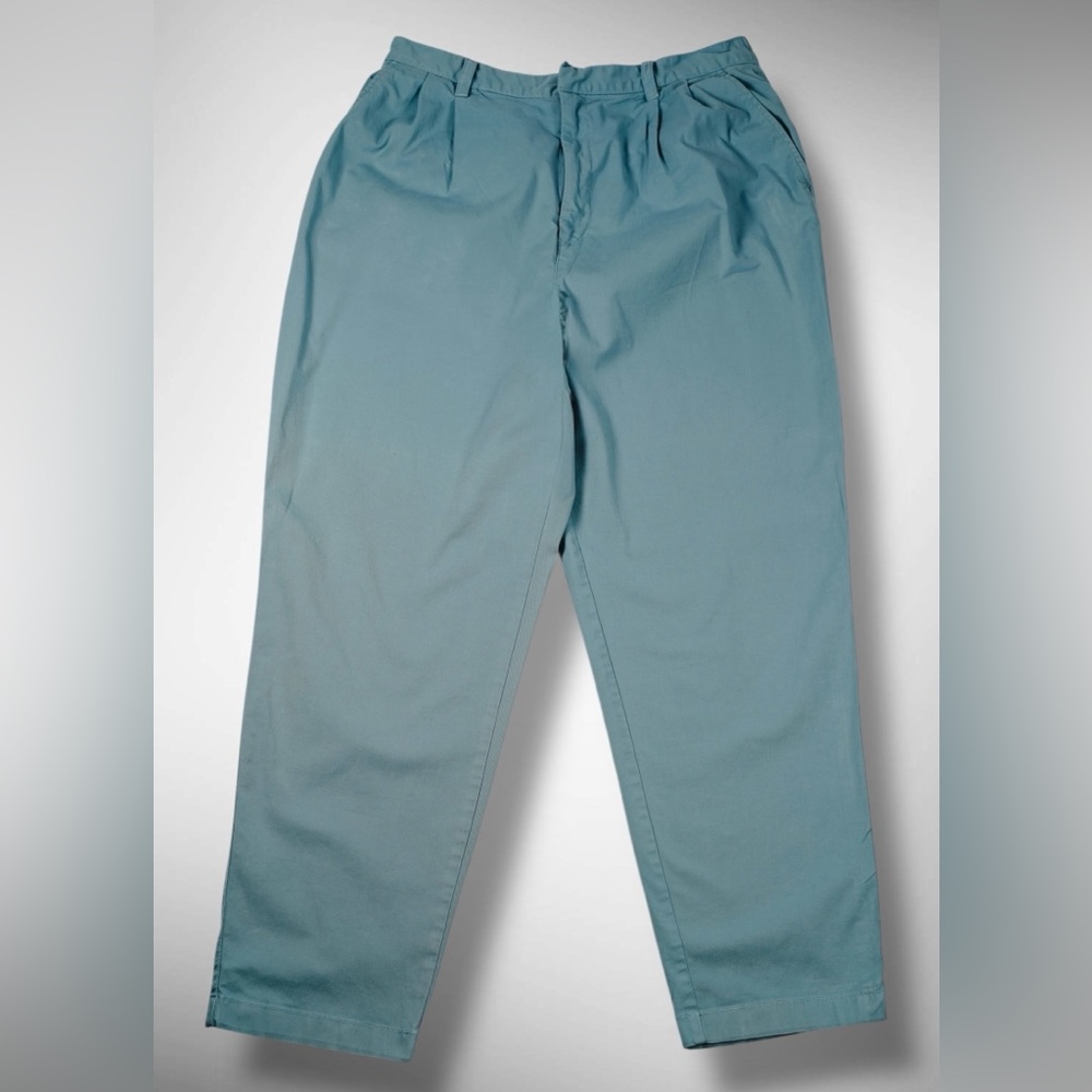 GAP High Rise Pleated Tapered Pants Mineral Blue Cotton Blend – Women’s Size 14 - Picture 6 of 16